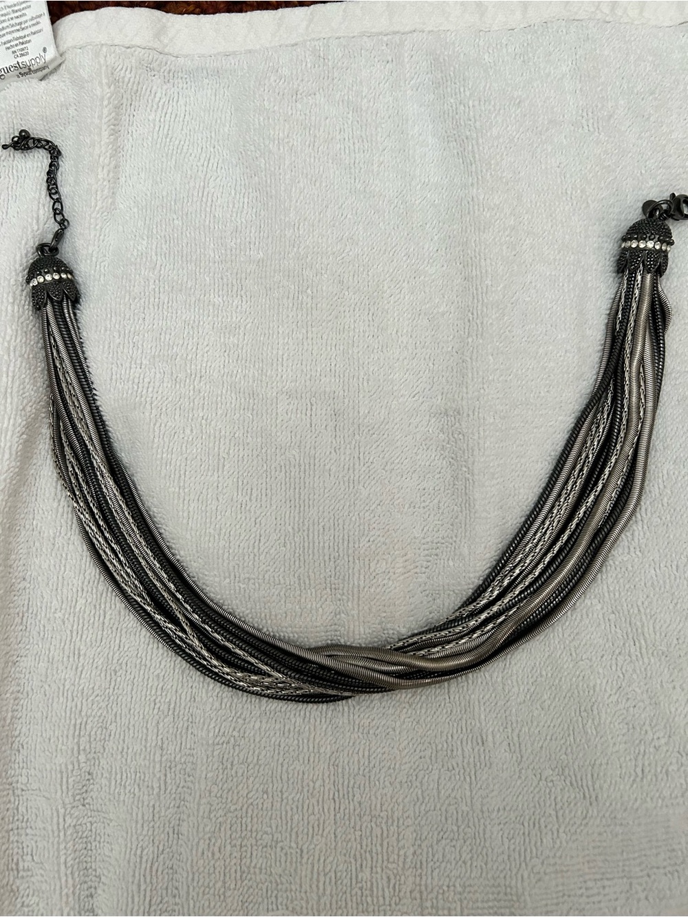 Multi-Strand Gunmetal and Silver Necklace - Women Jewelry